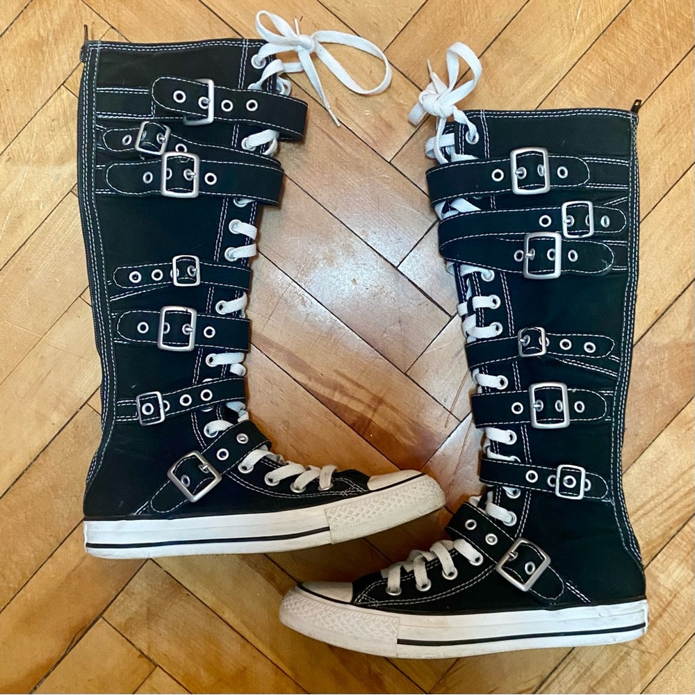 Super Rare CTAS Buckle Strap Knee High Converse Emo Sneakers